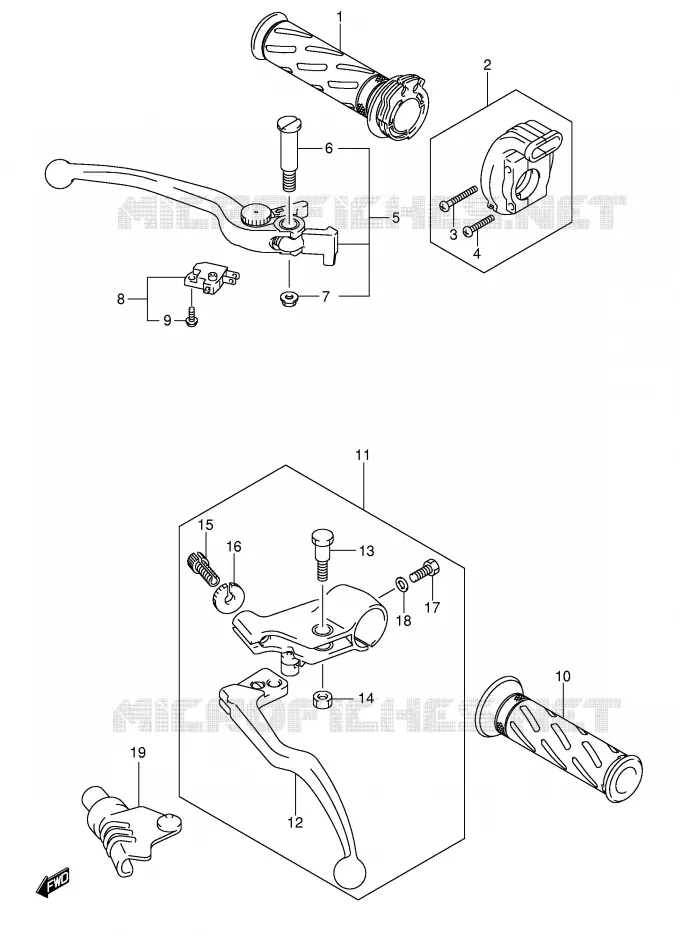 LEVIERS - POIGNEES (MODEL K3/K4/K5/K6) Suzuki MOTO 650 SV-S 2003  SV650SK3(E2)