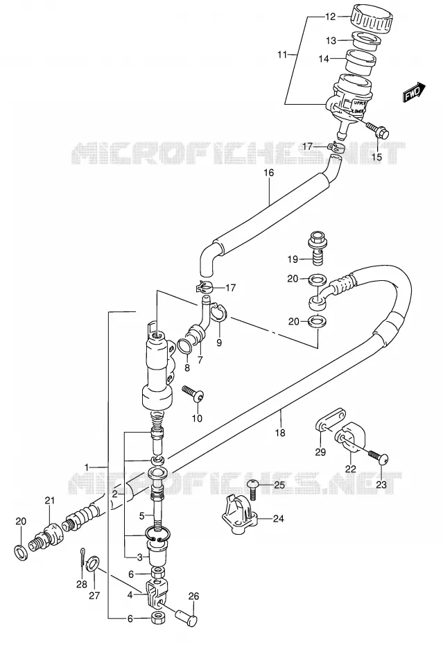 MAITRE CYLINDRE ARRIERE (MODELE K) Suzuki MOTO 250 RMX 1994  RMX250R(E1)