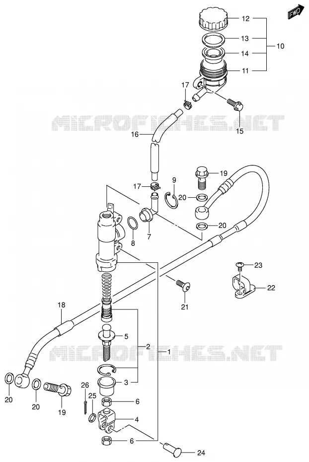MAITRE CYLINDRE ARRIERE (MODELE K3) Suzuki MOTO 125 RM 2006  RM125K6(E3/E28)
