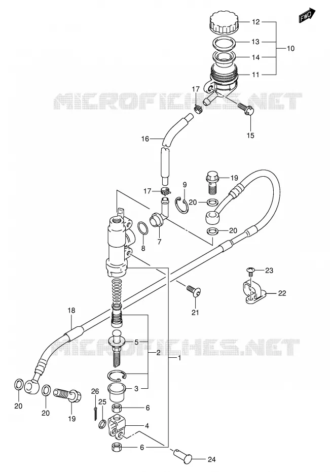 MAITRE CYLINDRE ARRIERE (MODELE K3) Suzuki MOTO 250 RM 2005  RM250K5(E3/E28)