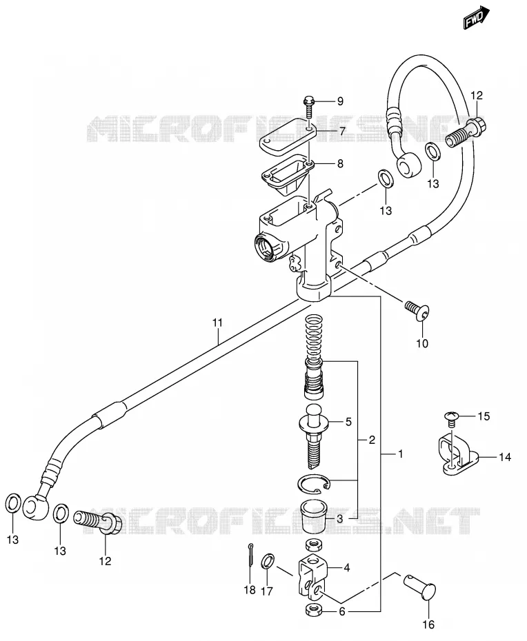 MAITRE CYLINDRE ARRIERE (MODELE K4) Suzuki MOTO 250 RM 2006  RM250ZK6(E3/E28)