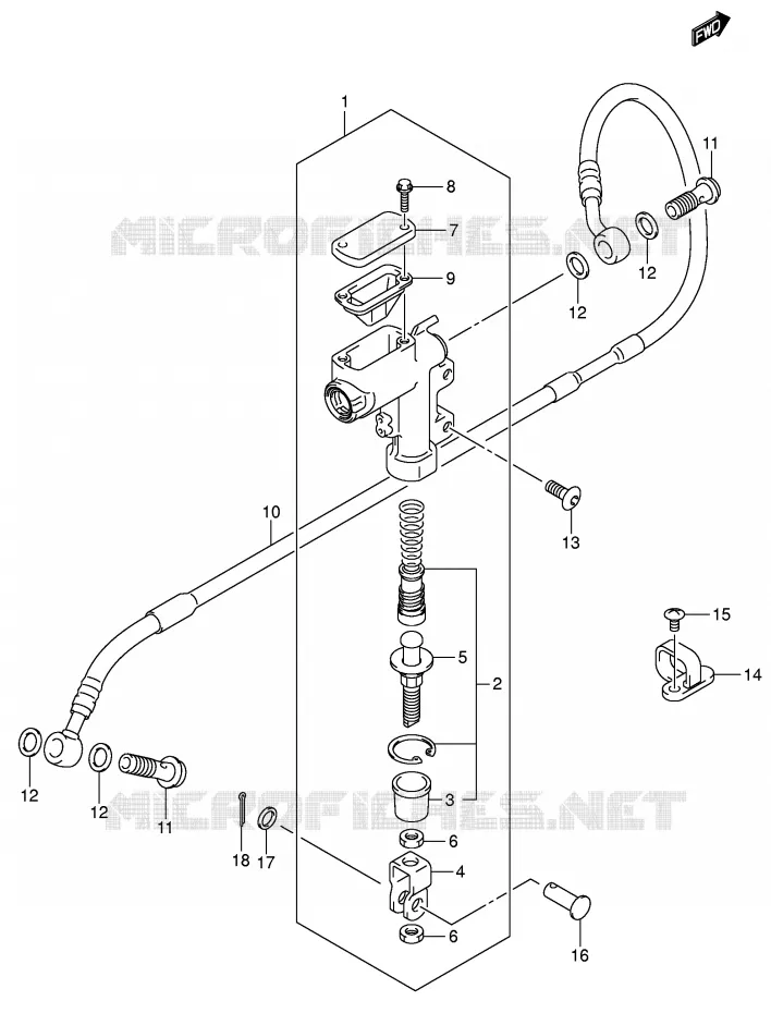 MAITRE CYLINDRE ARRIERE (MODELE K5/K6) Suzuki MOTO 125 RM 2003  RM125K3(E3/E28)