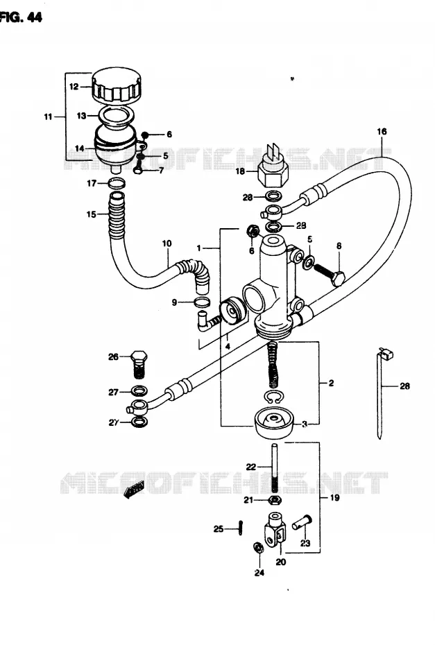 MAITRE CYLINDRE ARRIERE (MODELE T) Suzuki MOTO 50 RMX 1997  RMX50V(T/V)