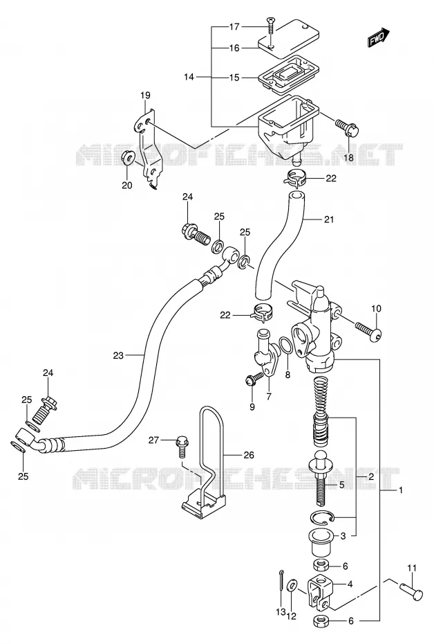 MAITRE CYLINDRE ARRIERE (SV1000SK3/S1K3/S2K3) Suzuki MOTO 1000 SV 2003  SV1000U2K3(E2)