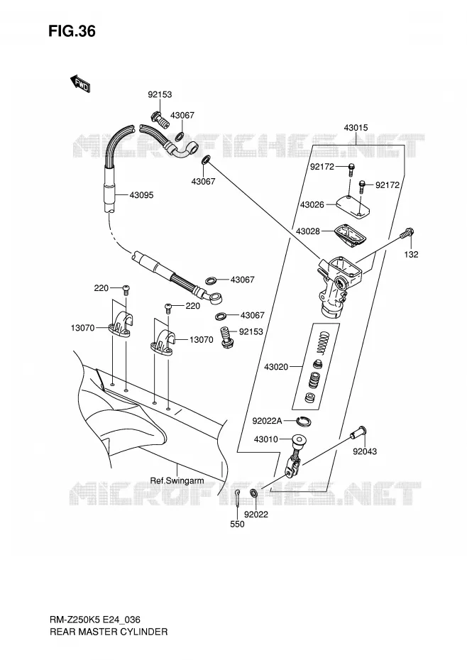 MAITRE CYLINDRE ARRIERE Suzuki MOTO 250 RM-Z 2005  RM-Z250K5(E24)