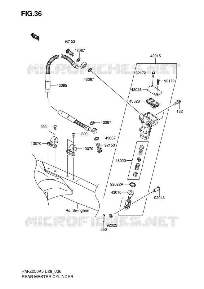 MAITRE CYLINDRE ARRIERE Suzuki MOTO 250 RM-Z 2005  RM-Z250K5(E28)