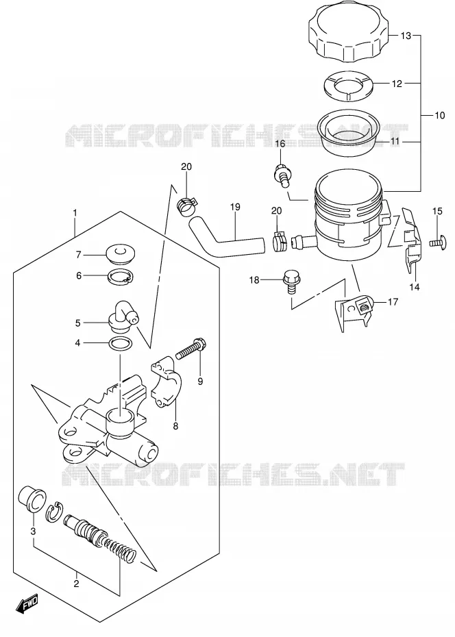 MAITRE CYLINDRE AVANT (SV650SX/SUX/SY/SUY/SK1/SK2/SUK2) Suzuki MOTO 650 SV-S 2002  SV650SUK2(E2)