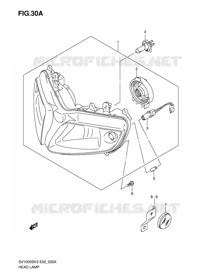 PHARE (SV1000S E24) Suzuki MOTO 1000 SV 2004  SV1000S2K4(E2)