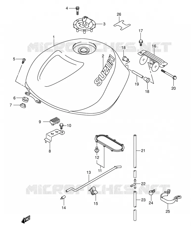 RESERVOIR D'ESSENCE (MODELE K1) Suzuki MOTO 1000 TL-R 2002  TL1000RK2(E2)