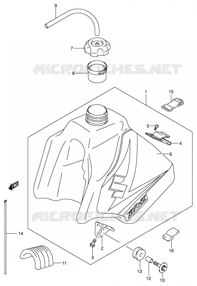RESERVOIR D'ESSENCE (MODELE K5) Suzuki MOTO 250 DR-Z 2003  DR-Z250K3(E3/E28)