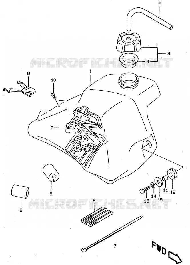 RESERVOIR D'ESSENCE (MODELE T) Suzuki MOTO 80 RM 1996  RM80XT(T/V/W)