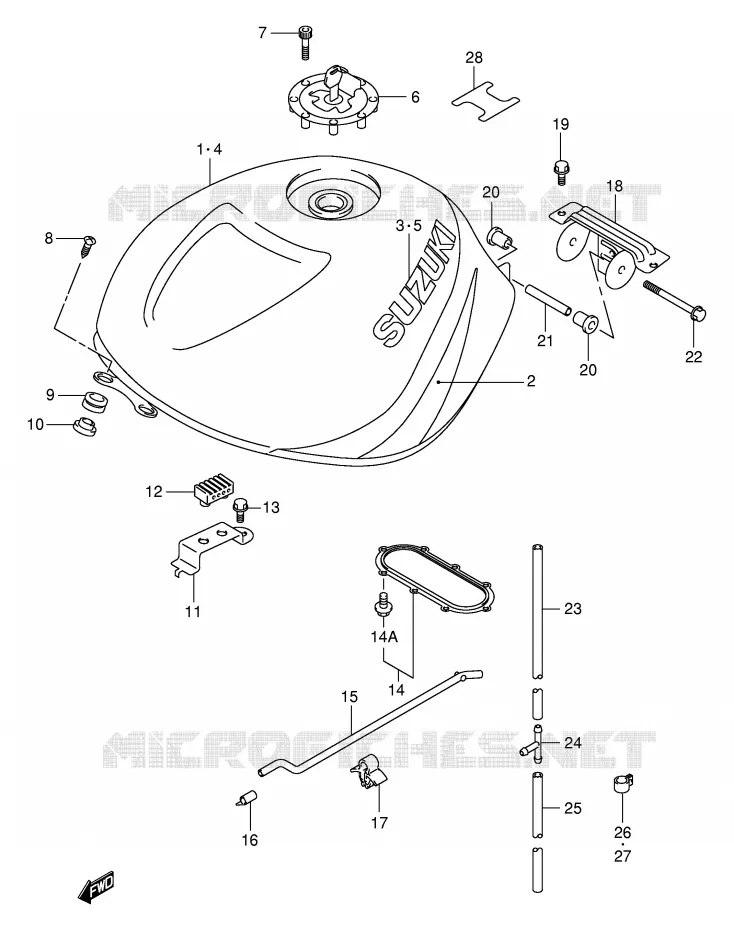 RESERVOIR D'ESSENCE (MODELE X) Suzuki MOTO 1000 TL-R 2001  TL1000RK1(E2)