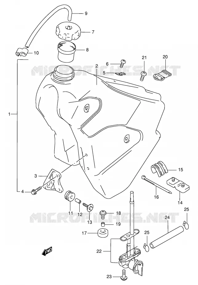 RESERVOIR D'ESSENCE (MODELE X) Suzuki MOTO 250 RMX 1999  RMX250SX(E24)
