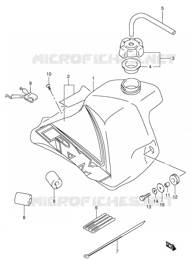 RESERVOIR D'ESSENCE (MODELE X) Suzuki MOTO 80 RM 1997  RM80V(E24)