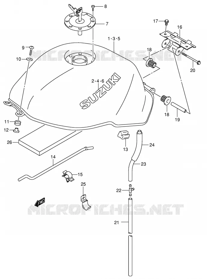 RESERVOIR D'ESSENCE (MODELE X/Y) Suzuki MOTO 650 SV 2001  SV650UK1(E2)