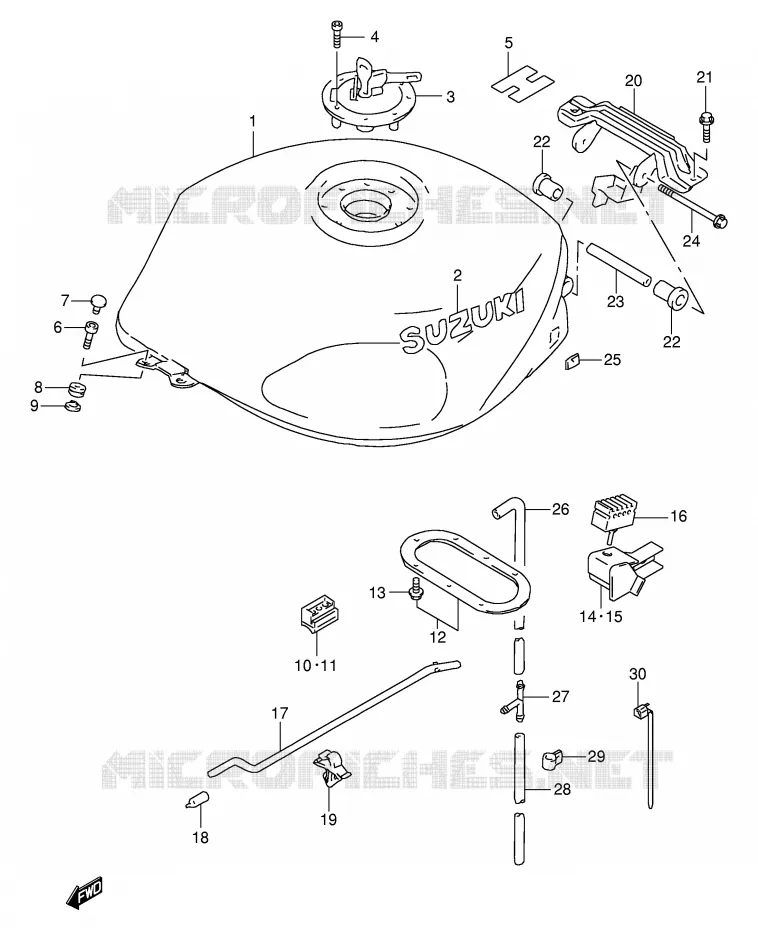 RESERVOIR D'ESSENCE (MODELE Y/K1) Suzuki MOTO 1000 TL-S 2001  TL1000SK1(E2)
