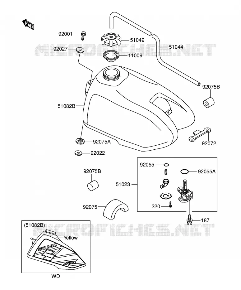 RESERVOIR D'ESSENCE Suzuki MOTO 60 RM 2003  RM60K3(E28)