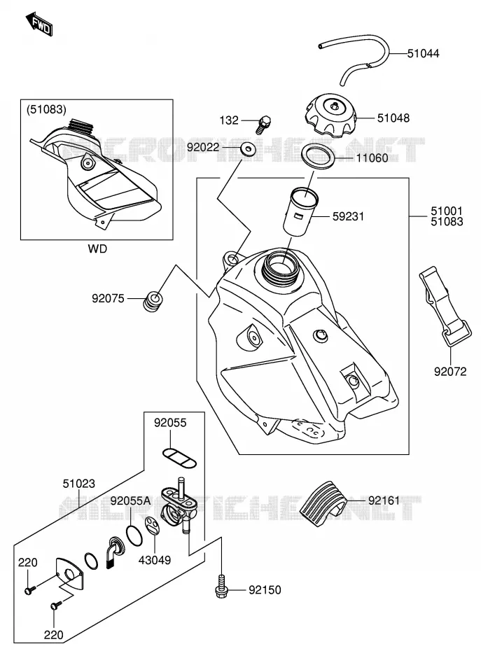 RESERVOIR D'ESSENCE Suzuki MOTO 65 RM 2004  RM65K4(E21)