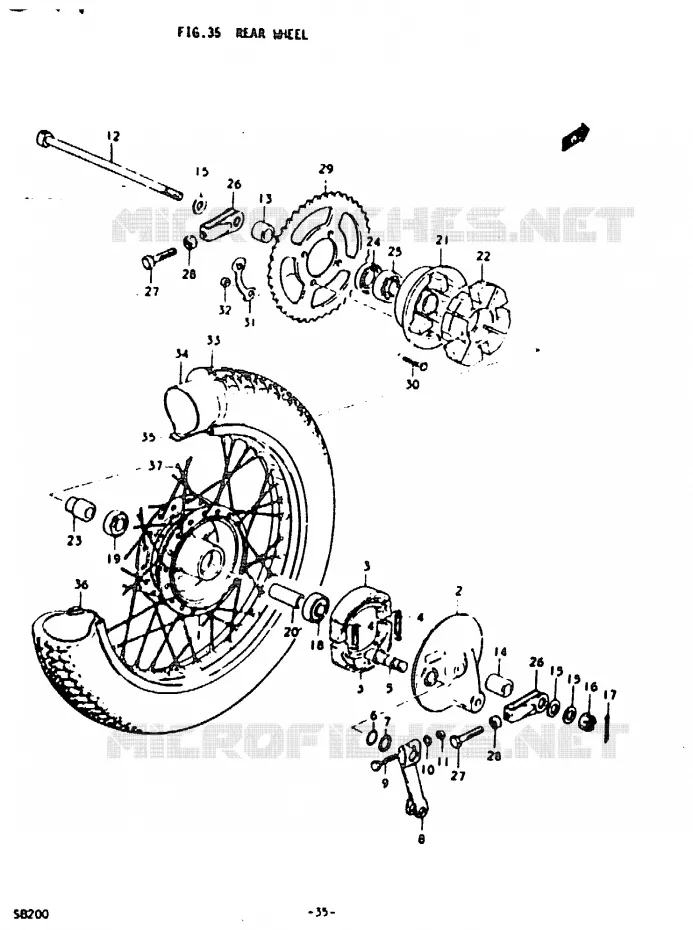 ROUE ARRIERE Suzuki MOTO 200 Autres-modeles 1979  SB200N