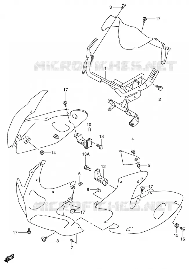 SUPPORTS / FIXATIONS CARENAGES (SV650SX/SY/SK1/SK2) Suzuki MOTO 650 SV 2000  SV650Y(E2)