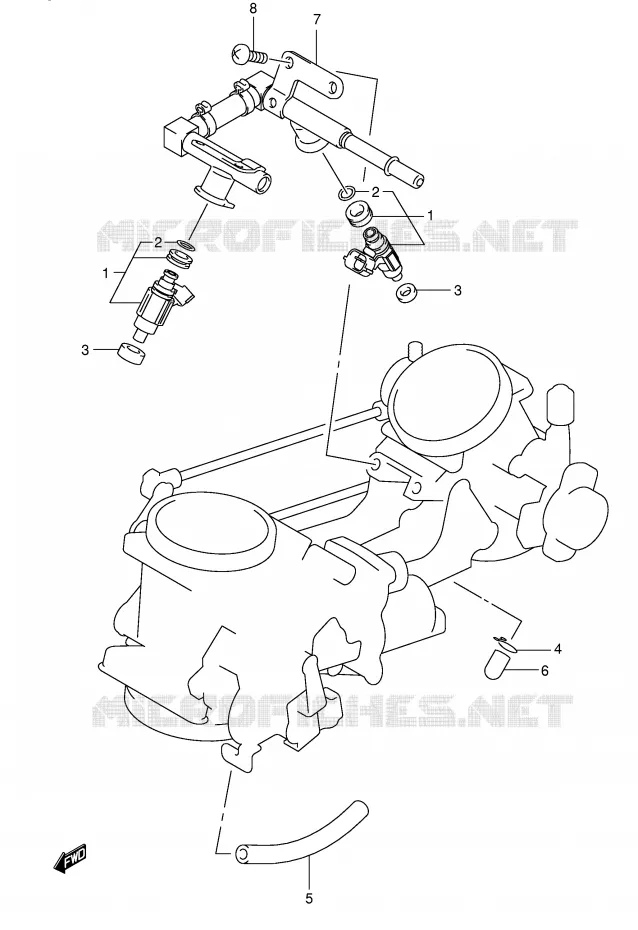 SYSTÈME D'INJECTION (MODEL K3/K4/K5/K6) Suzuki MOTO 650 SV 2005  SV650K5(E2)