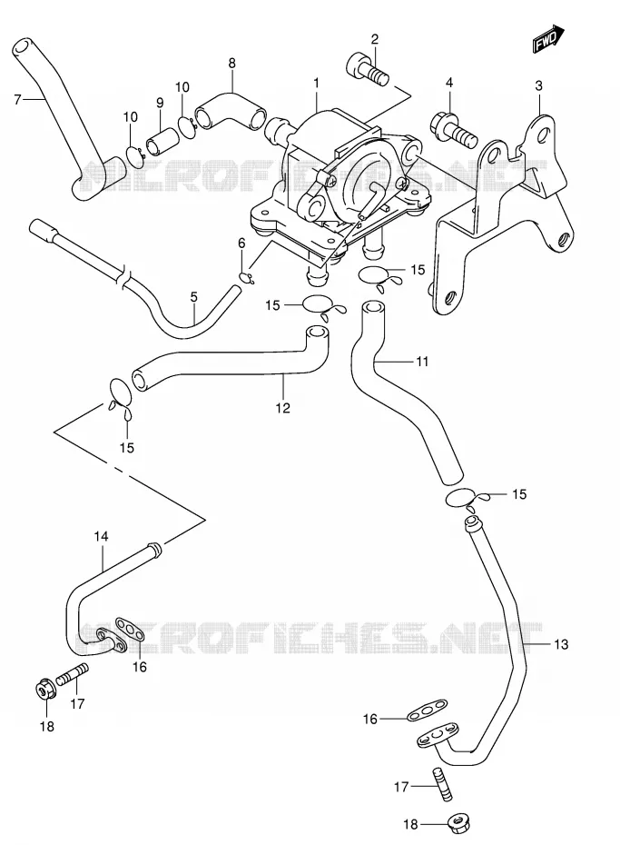 SYSTEME RECYCLAGE GAZ ECHAPPEMENT (E18) Suzuki MOTO 650 SV 2000  SV650Y(E2)
