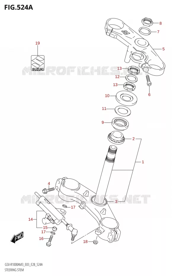 COLONNE DE DIRECTION (GSX-R1000A) Suzuki MOTO 1000 GSX-R 2023  GSX-R1000A / GSX-R1000RA / GSX-R1000RZA M3 (E03 E33 E28)
