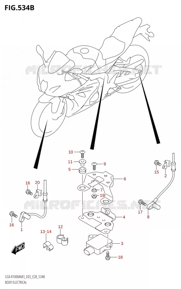 COMPOSANTS ELECTRIQUES (GSX-R1000RA,GSX-R1000RZA) Suzuki MOTO 1000 GSX-R 2023  GSX-R1000A / GSX-R1000RA / GSX-R1000RZA M3 (E03 E33 E28)