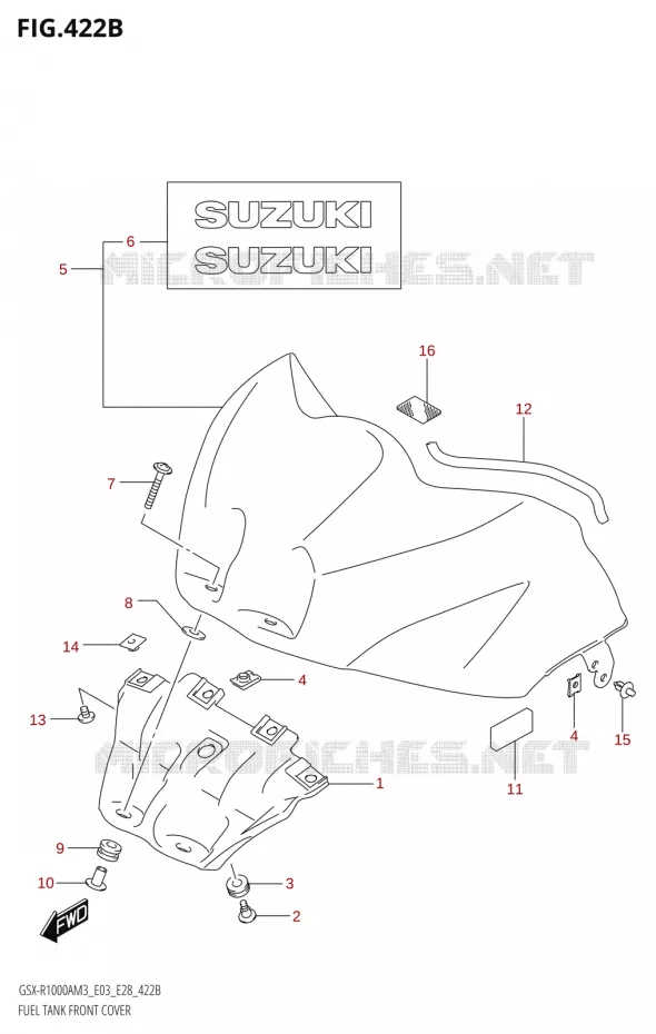 COUVRE RESERVOIR (GSX-R1000RZA:E03,E28) Suzuki MOTO 1000 GSX-R 2023  GSX-R1000A / GSX-R1000RA / GSX-R1000RZA M3 (E03 E33 E28)