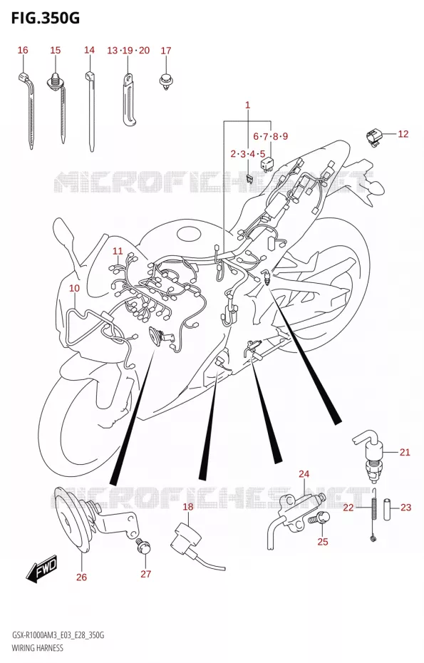 FAISCEAU ELECTRIQUE (GSX-R1000A:E03,E28) Suzuki MOTO 1000 GSX-R 2023  GSX-R1000A / GSX-R1000RA / GSX-R1000RZA M3 (E03 E33 E28)