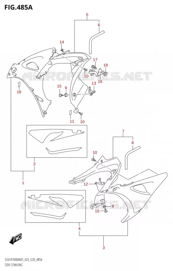 FLANCS DE CARENAGES (GSX-R1000A) Suzuki MOTO 1000 GSX-R 2023  GSX-R1000A / GSX-R1000RA / GSX-R1000RZA M3 (E03 E33 E28)