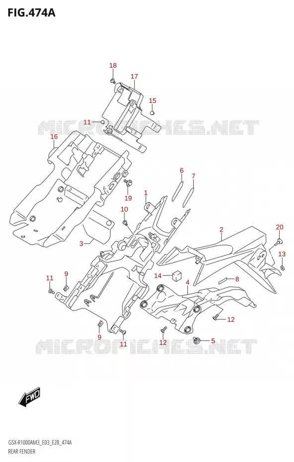 GARDE BOUE ARRIERE Suzuki MOTO 1000 GSX-R 2023  GSX-R1000A / GSX-R1000RA / GSX-R1000RZA M3 (E03 E33 E28)
