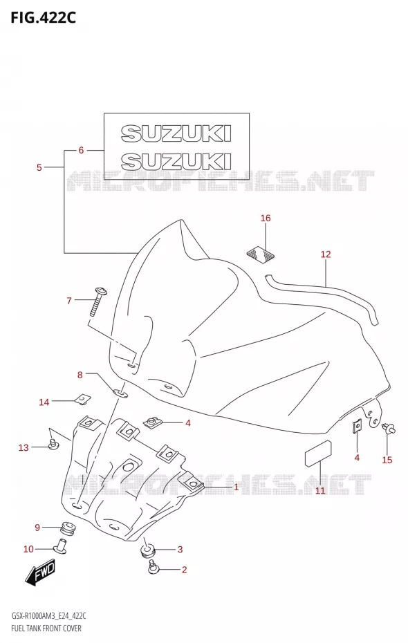 COUVRE RESERVOIR (GSX-R1000A,GSX-R1000RA) Suzuki MOTO 1000 GSX-R 2023  GSX-R1000A / GSX-R1000RA / GSX-R1000RZA M3 (E24)