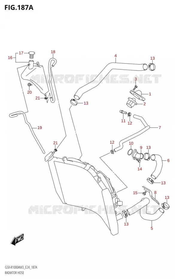 DURITES DE RADIATEUR - VASE D'EXPANSION Suzuki MOTO 1000 GSX-R 2023  GSX-R1000A / GSX-R1000RA / GSX-R1000RZA M3 (E24)