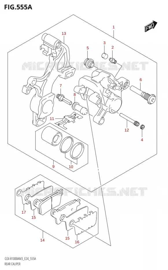 ETRIER DE FREIN ARRIERE Suzuki MOTO 1000 GSX-R 2023  GSX-R1000A / GSX-R1000RA / GSX-R1000RZA M3 (E24)