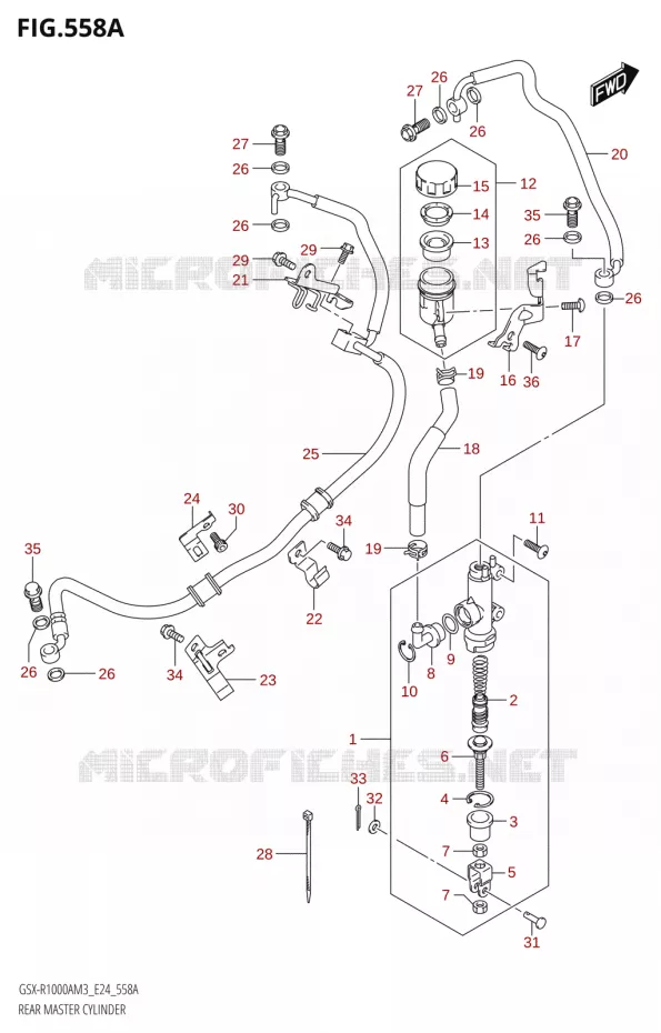 MAITRE CYLINDRE DE FREIN ARRIERE Suzuki MOTO 1000 GSX-R 2023  GSX-R1000A / GSX-R1000RA / GSX-R1000RZA M3 (E24)