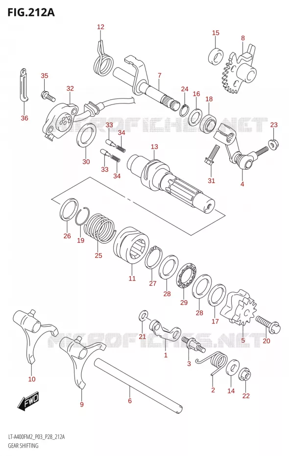 ENSEMBLE DE SELECTION DE VITESSES Suzuki QUAD 400 KINGQUAD 2022  LT-A400F M2 (P03/P28)