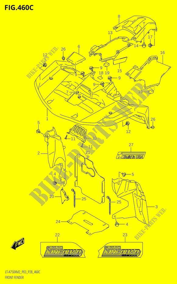 GARDE BOUE AVANT (LT A750X:M2:P33) pour Suzuki KINGQUAD 750 2022