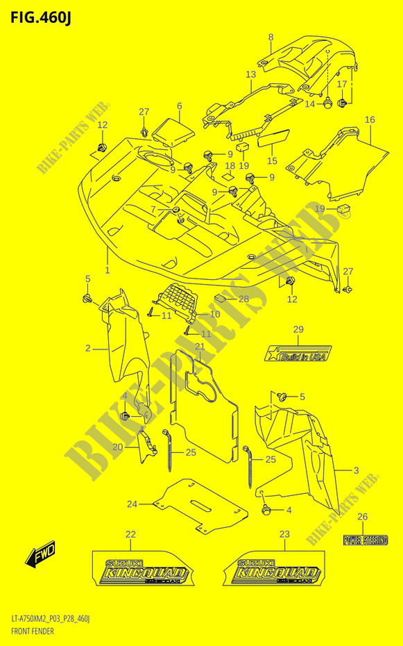 GARDE BOUE AVANT (LT A750XPZ:M2:P33) pour Suzuki KINGQUAD 750 2022