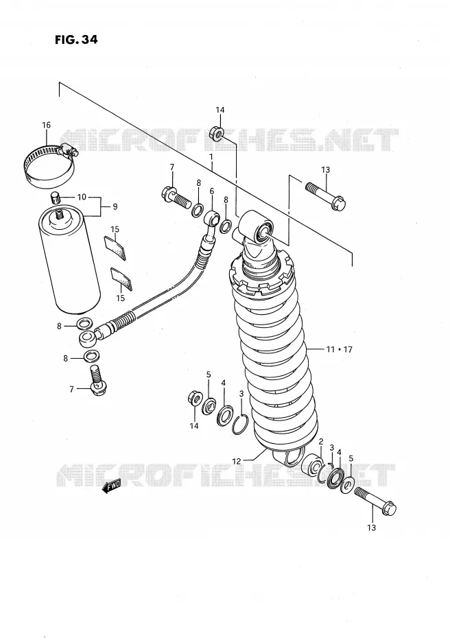 AMORTISSEUR ARRIERE (MODELE G) Suzuki MOTO 80 RM 1994  RM80XR(E2)