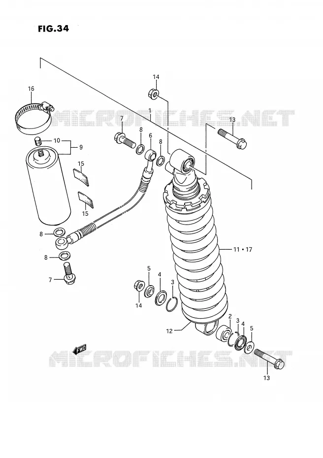 AMORTISSEUR ARRIERE (MODELE G) Suzuki MOTO 80 RM 1995  RM80S(E3)