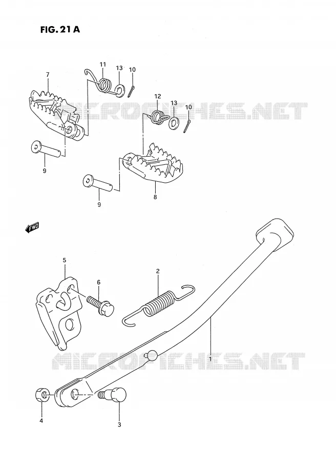 BEQUILLE - REPOSE PIED (MODELE P/R/S/T) Suzuki MOTO 250 RMX 1996  RMX250T(E3)