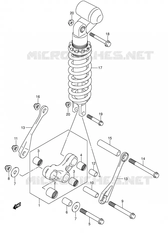 BIELLETTE DE SUSPENSION ARRIERE Suzuki MOTO 1000 SV-S 2003  SV1000S2K3(E2)