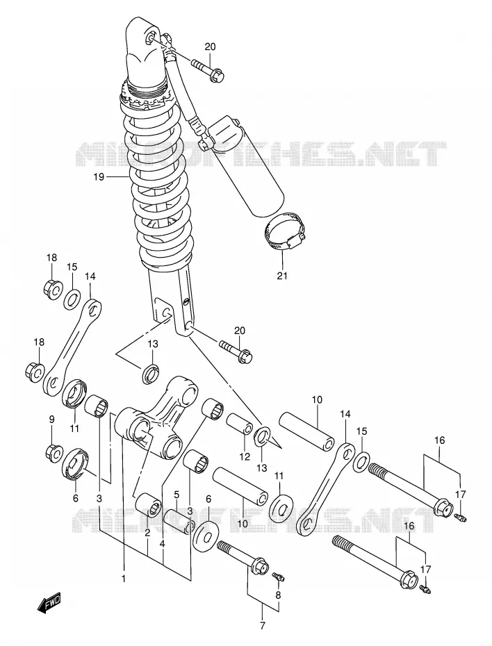 BIELLETTE DE SUSPENSION ARRIERE Suzuki MOTO 250 DR-Z 2004  DR-Z250K4(E3/E28)
