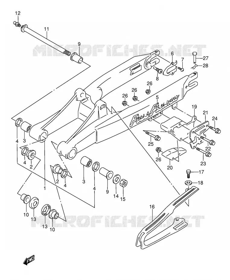 BRAS OSCILLANT ARRIERE (MODELE K/L) Suzuki MOTO 250 RMX 1995  RMX250S(E1)