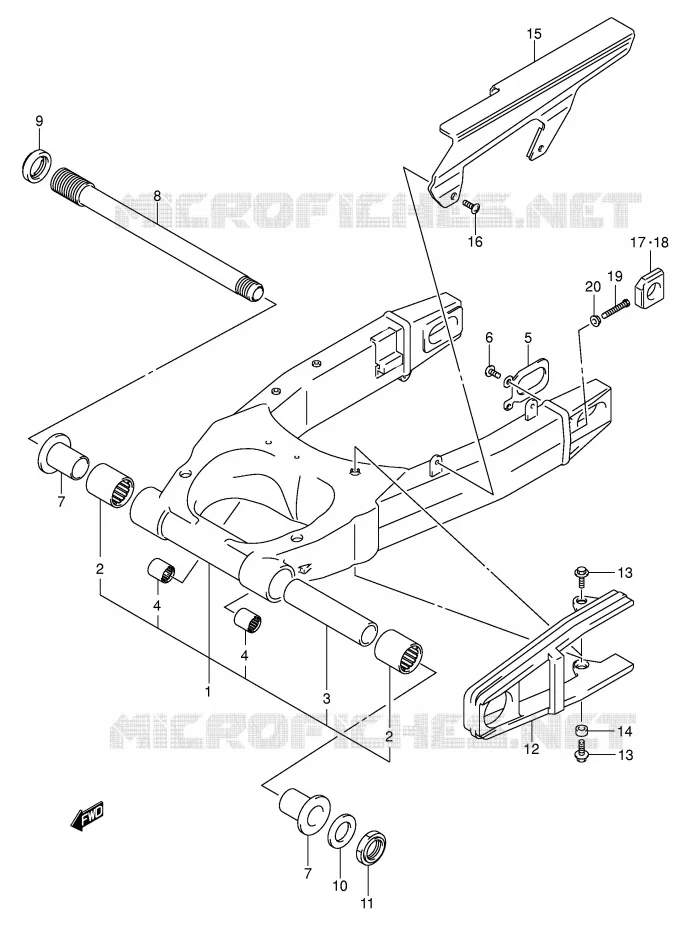 BRAS OSCILLANT ARRIERE (MODELE K3/K4) Suzuki MOTO 1000 SV 2005  SV1000U1K5(E2)