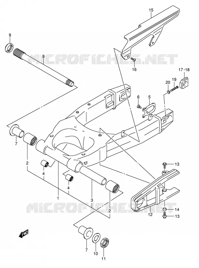 BRAS OSCILLANT ARRIERE (MODELE K5) Suzuki MOTO 1000 SV 2004  SV1000U2K4(E2)