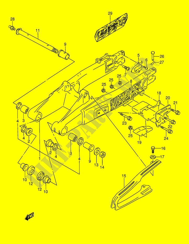 BRAS OSCILLANT ARRIERE (MODELE S/T) pour Suzuki RMX 250 1994