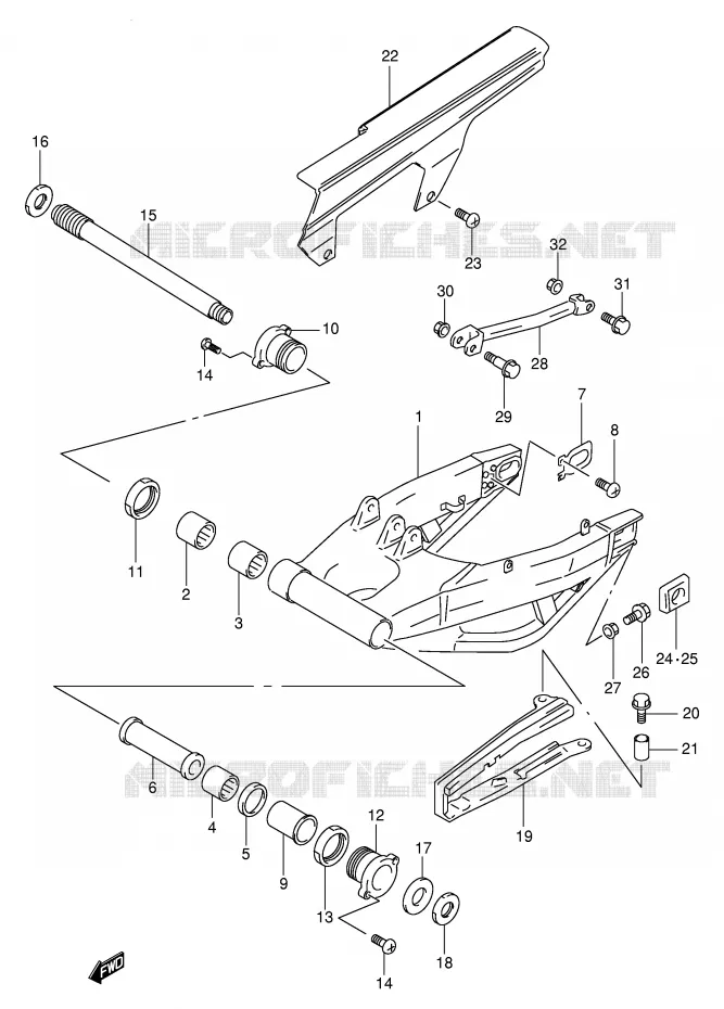 BRAS OSCILLANT ARRIERE Suzuki MOTO 1000 TL-R 1998  TL1000RW(E2)