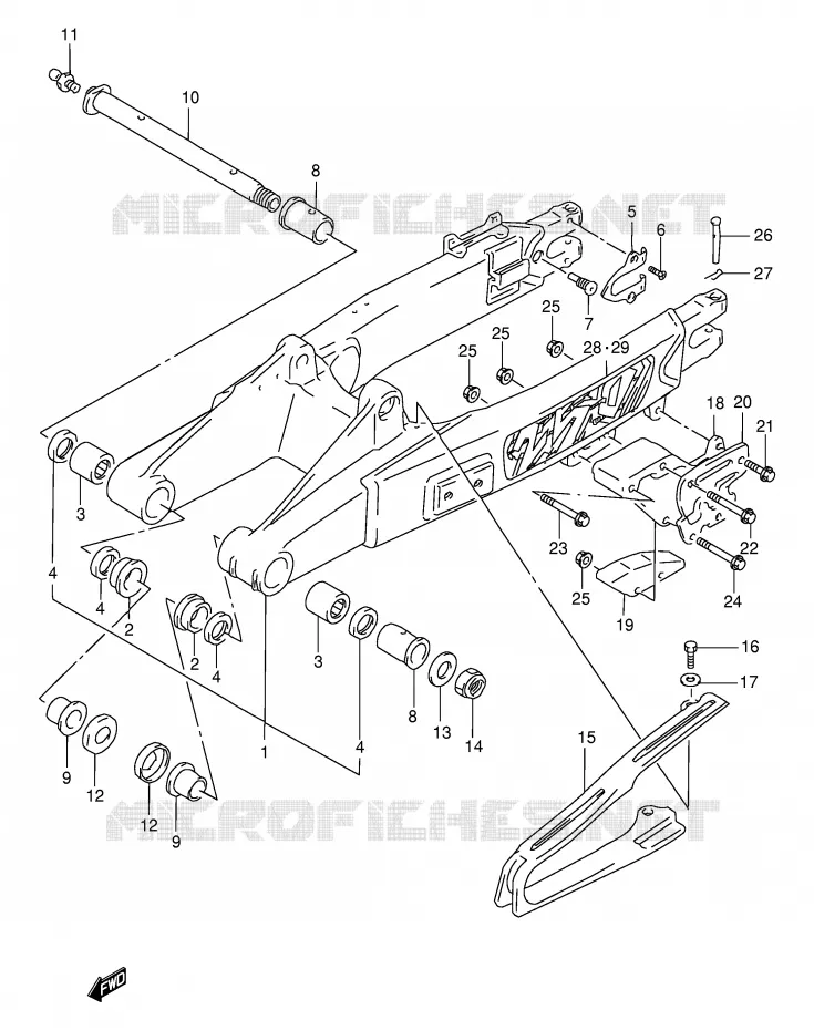 BRAS OSCILLANT ARRIERE Suzuki MOTO 250 RMX 1999  RMX250X(E1)